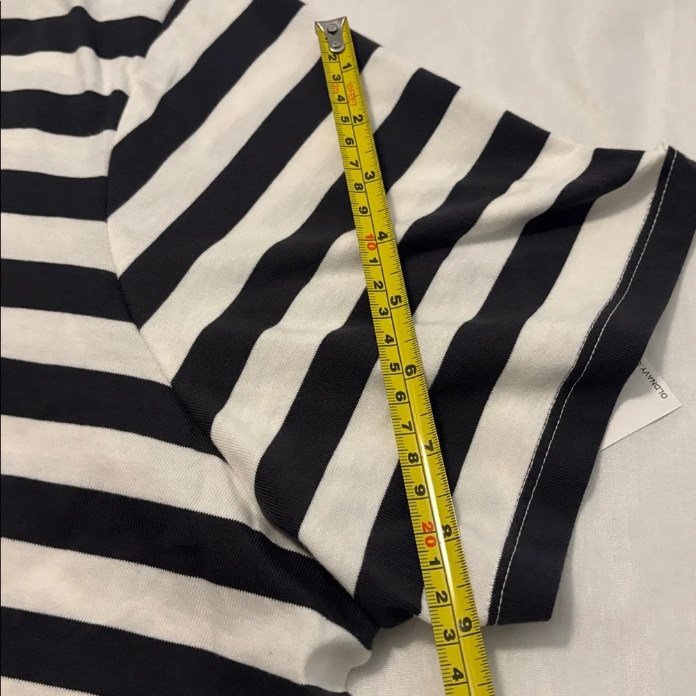 Old Navy VTG crew neck mini t-shirt dress Charcoal & White Striped SZ 2X NWT - Picture 9 of 12
